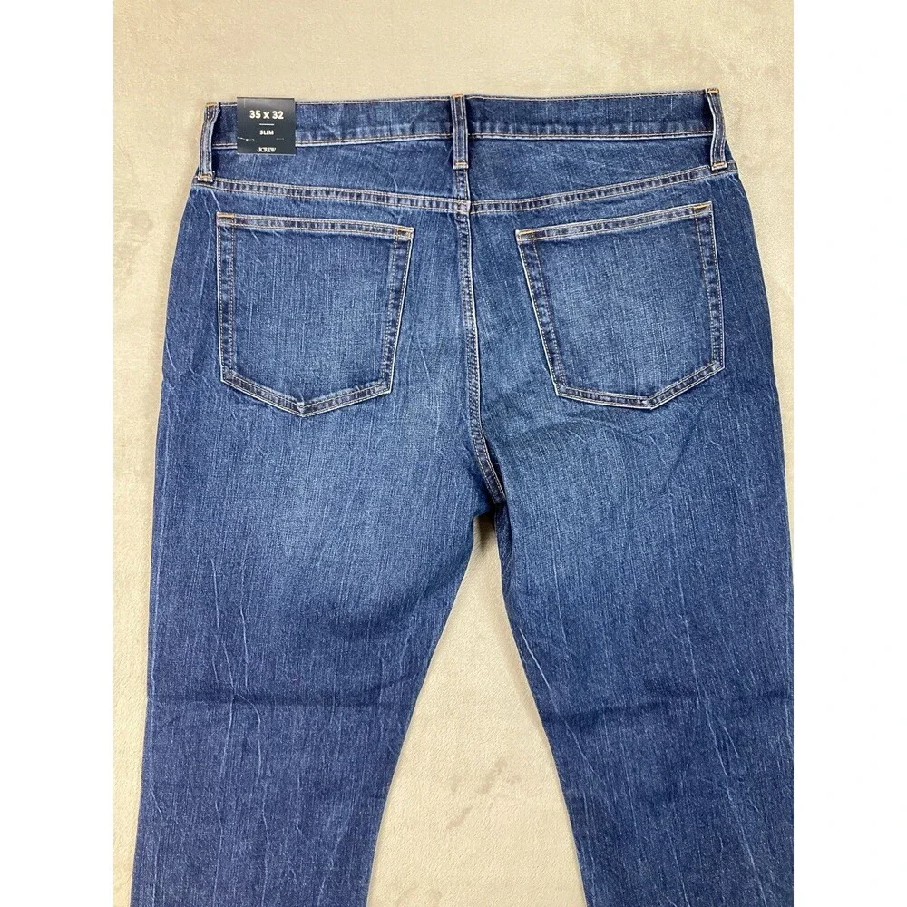 J.Crew Flex Slim Mens Jeans 35x32* Blue Denim 5 Pocket Stretch Preppy